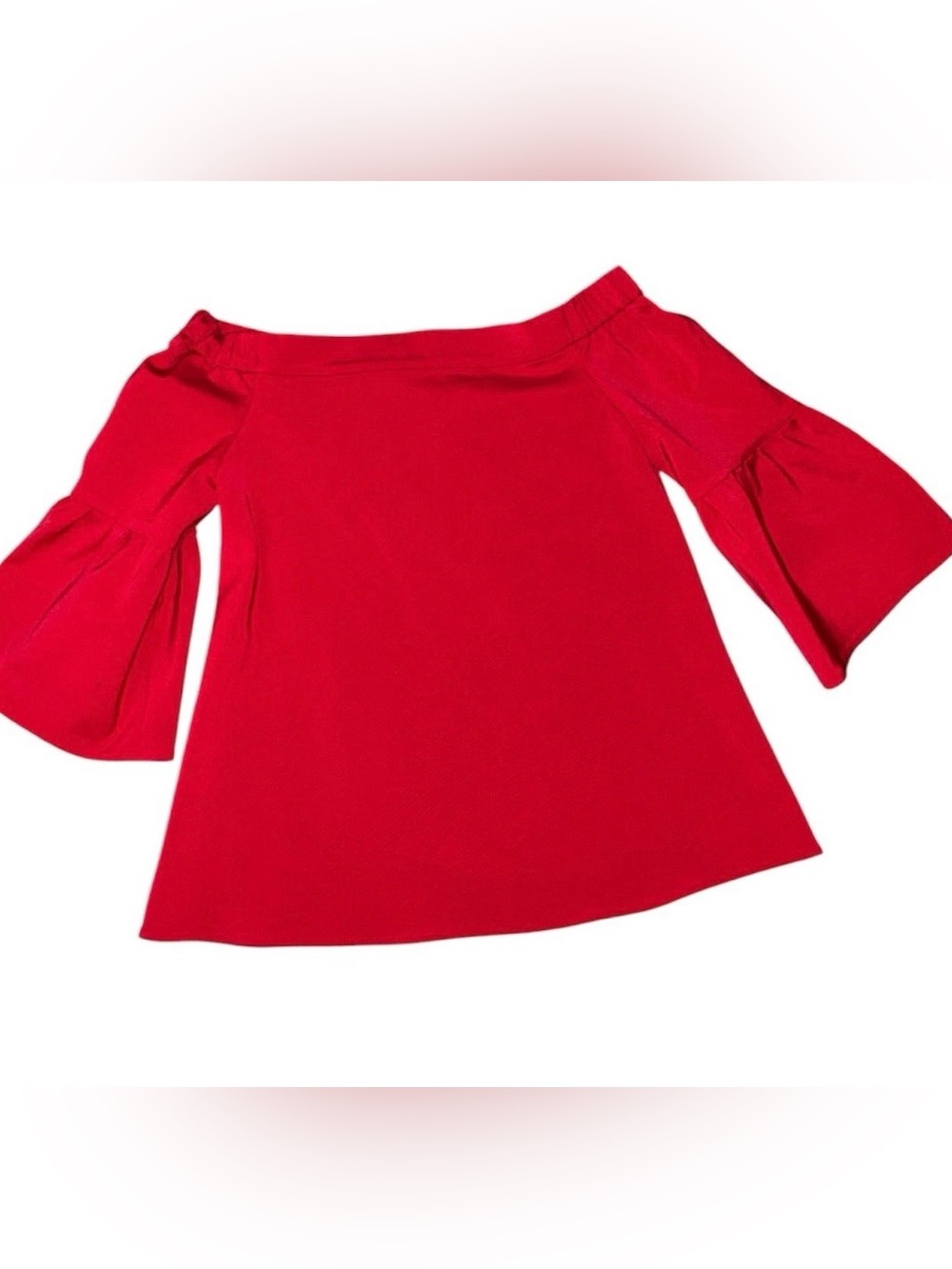 Tibi Top Womens 00 Red Off the Shoulder Blouse